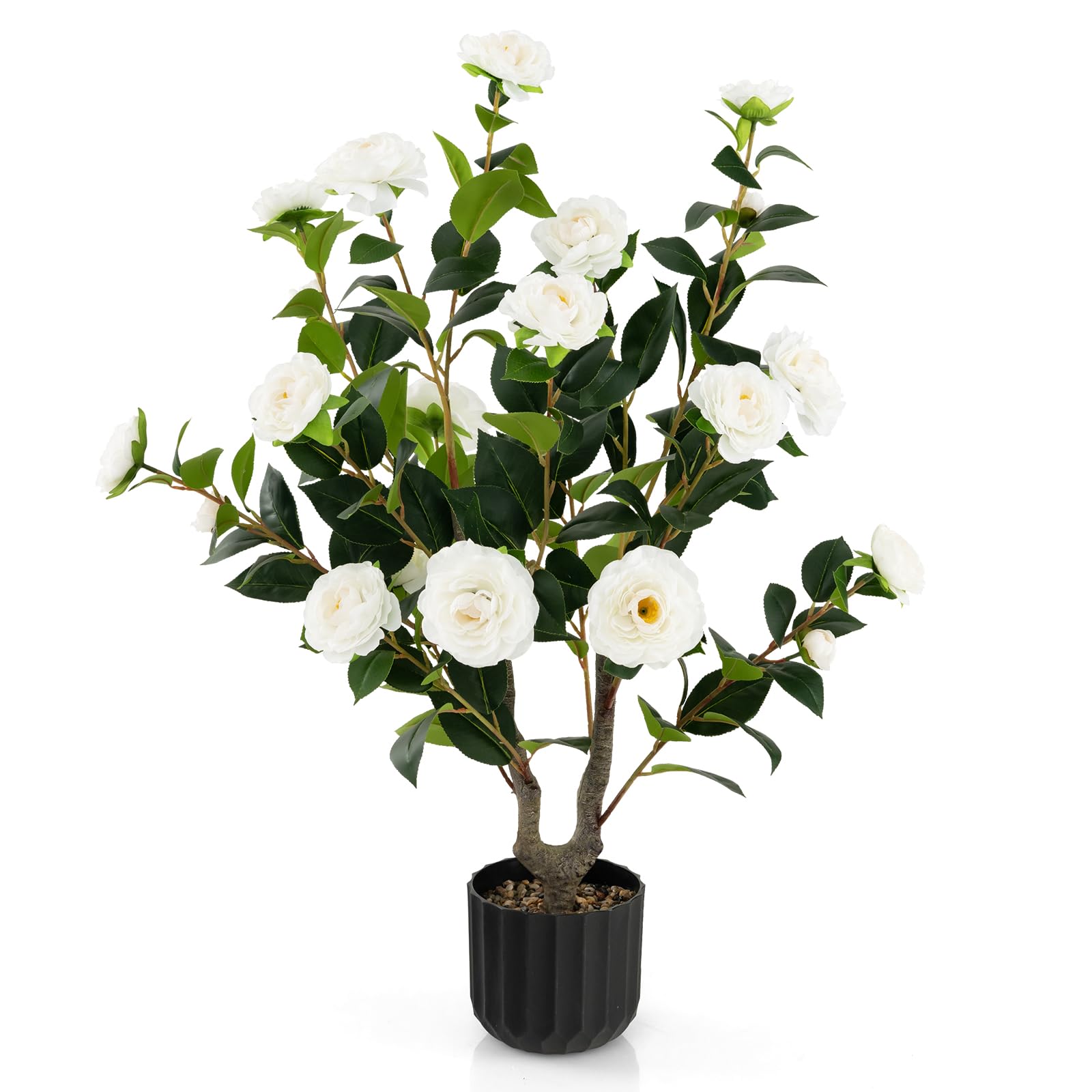 フェイク人工観葉植物 Amazon｜Giantex 人工観葉植物 ツバキ 造花 フェイクグリーン 高さ95cm